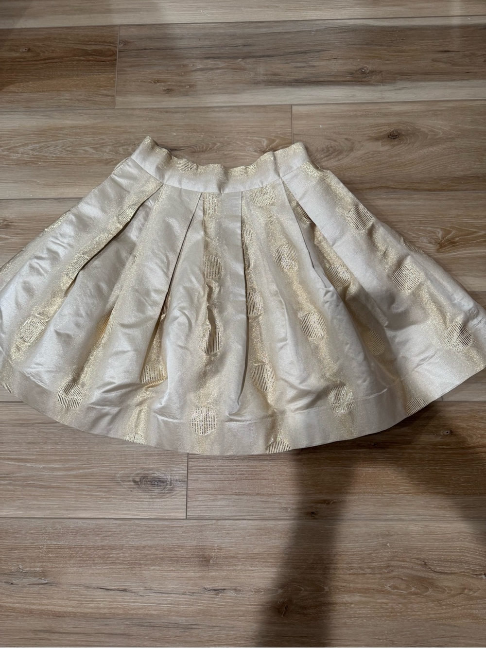 Zac Posen Metallic Cream Pleated Mini Skirt